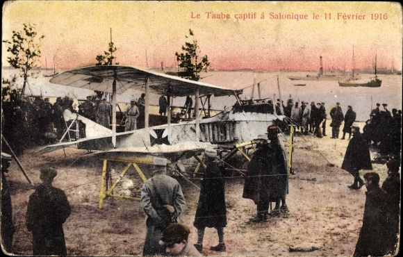 PC Thessaloniki Saloniki Greece, Taube captif, German military aircraft WWI, spoils of war, 1916