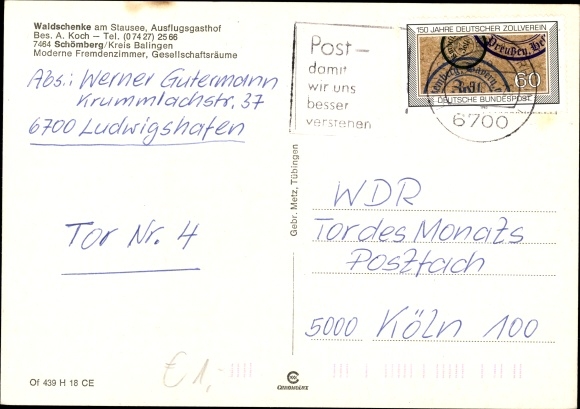 Postcard Schömberg near Balingen Zollernalbkreis, forest tavern at the reservoir, miniature railway, mini golf