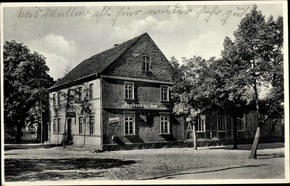 Ansichtkaart Drewitz Möckern Jerichower Land, Gasthof zur Linde, eigenaar Gustav Lehmann