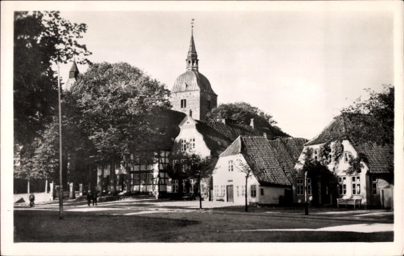 Postcard Castle on the island of Fehmarn, church, street section