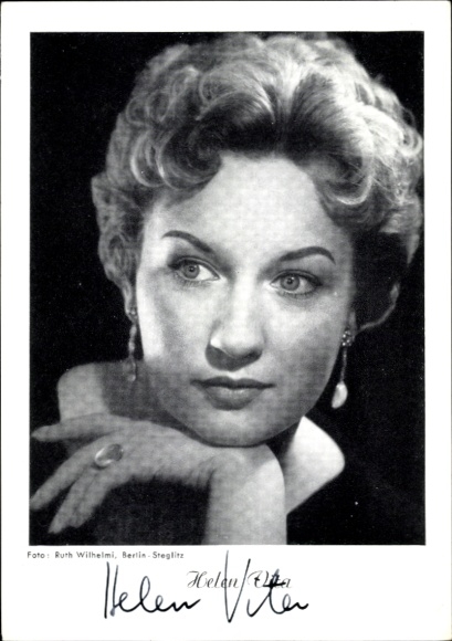 Postcard actress Helen Vita, portrait, autograph
