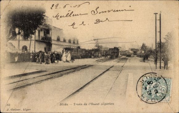Ansichtkaart Blida Algerije, West-Algerijnse trein