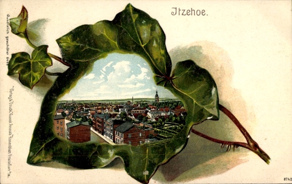 Ivy leaf litho Itzehoe in Holstein, city panorama