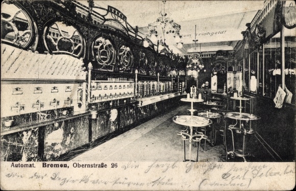 Postcard Hansestadt Bremen, vending machine Obernstraße 26, vending machine restaurant