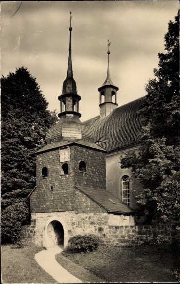 Ansichtkaart Lawalde in Oberlausitz, kavel bij de kerk