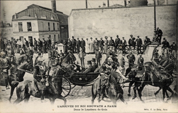 Postcard Paris, The Arrival of King Sisowath, In the Landeau du Gala
