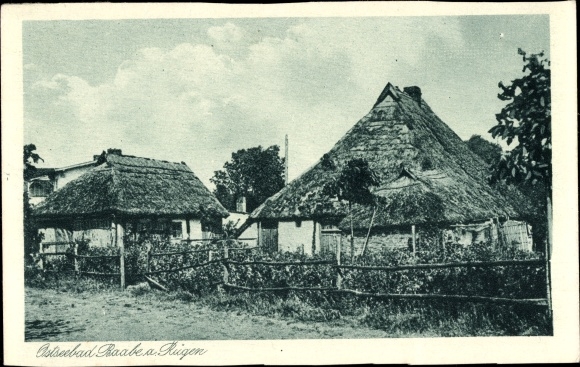 Postcard Ostseebad Baabe on Rügen, old houses