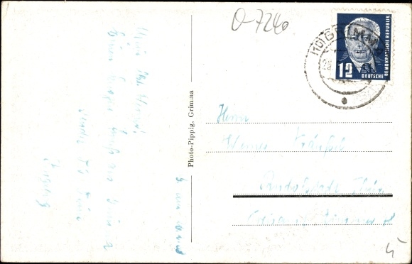 Postcard Grimma in Saxony, district office, weir