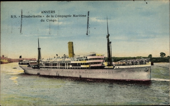 Ansichtkaart Anvers Antwerpen Vlaanderen, SS Elisabethville, Compagnie Belge Maritime du Congo