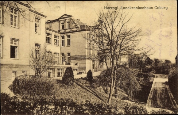 Postcard Coburg in Upper Franconia, Ducal Country Hospital
