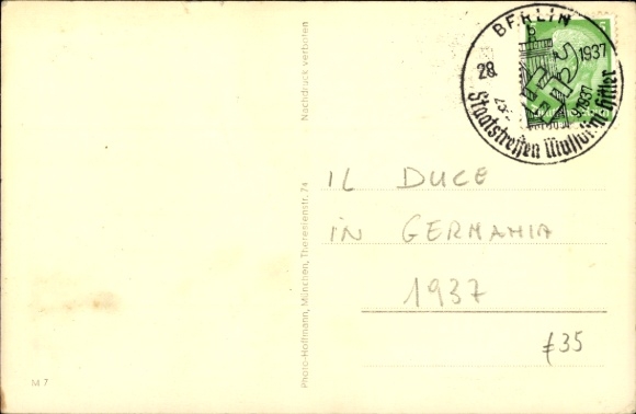 Postcard Führer and Reich Chancellor Adolf Hitler, Benito Mussolini, The Guarantors of Peace, State Meeting