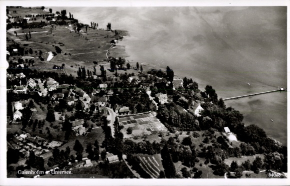Postcard Gaienhofen on Lake Constance, aerial photograph