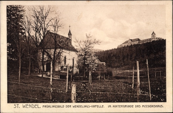 Postcard Sankt Wendel in Saarland, Wendelinus Chapel, mission house