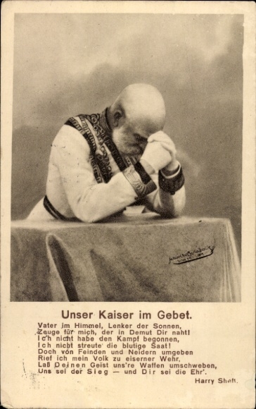 Postcard Our Emperor in prayer, Emperor Franz Joseph I.
