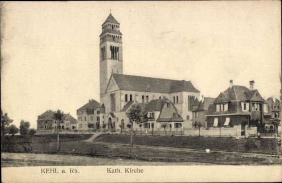 Postcard Kehl am Rhein, Catholic Church