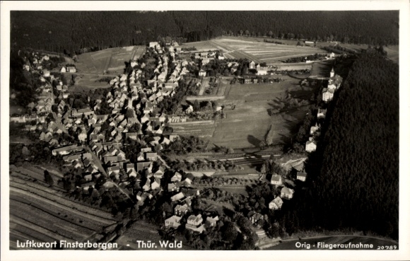 Postcard Finsterbergen Friedrichroda in the Thuringian Forest, aerial photograph