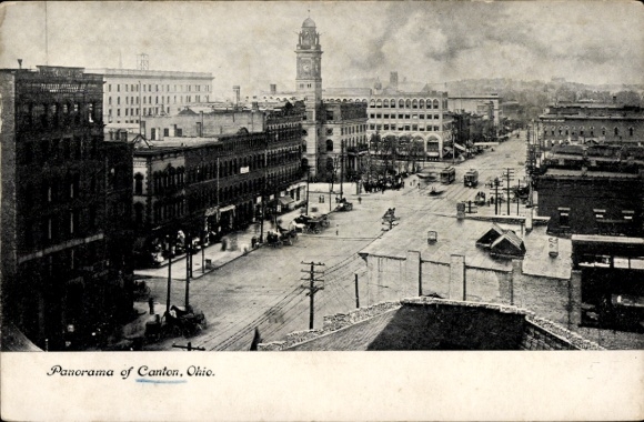 Ak Canton Ohio USA, panorama van stadsgezicht, stadsgebouwen, straatbeeld