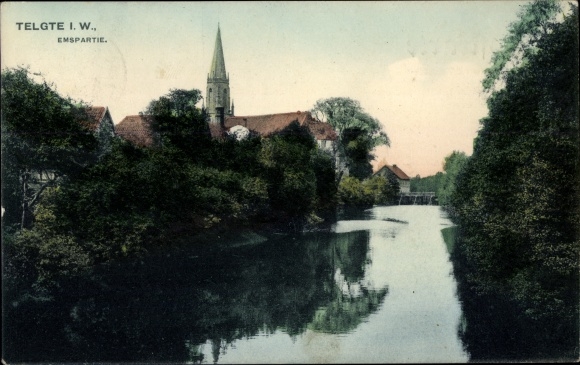 Ak Telgte in Westfalen, Emspartie, kerk