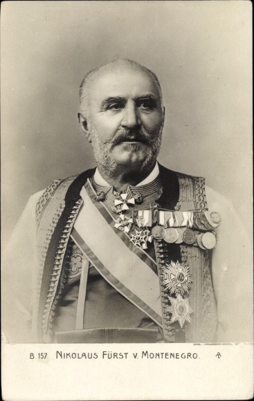 Postcard Nicholas Prince of Montenegro, portrait, uniform, medal