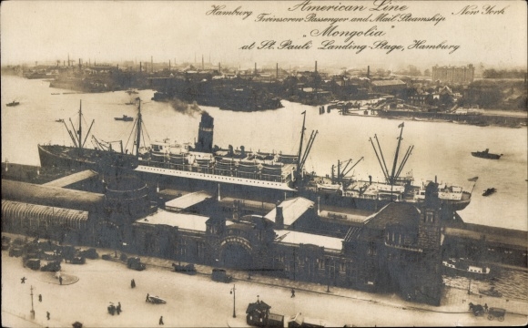 Ansichtkaart Hamburg Mitte St. Pauli, stoomboot Mongolië, Pacific Mail Steamship Company