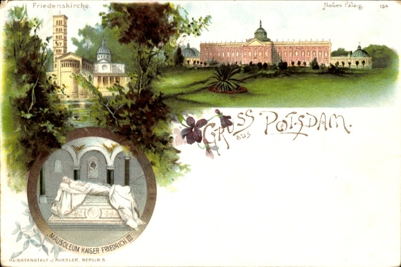 Chromo-Litho Potsdam in Brandenburg, Church of Peace, New Palace, Mausoleum