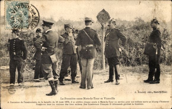 Postcard Mars la Tour Lorraine Meurthe et Moselle, La Frontiére, German French Border