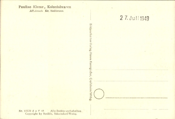 Postcard Affaltrach Obersulm in Württemberg, aerial photograph