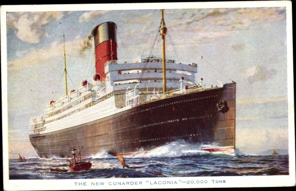 Postcard steamer Laconia, Cunard Line