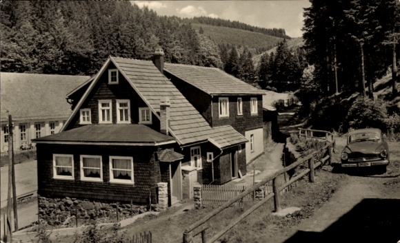 Picture PC Thuringian Forest, Hohe Möst, Haus Waldesruh, rural scene, car in the foreground