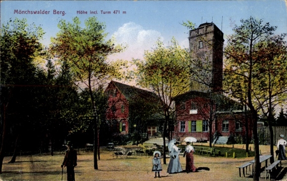 Ak Wilthen in der Oberlausitz, Mönchswalder Berg,  Höhe incl. Turm 471 m, Turm, Gebäude, Bäume, M