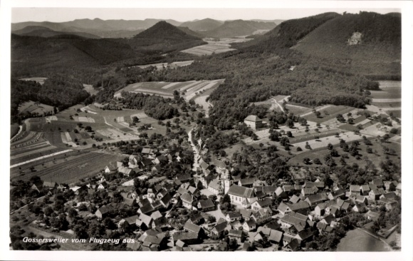 Postcard Gossersweiler in der Pfalz, aerial photograph