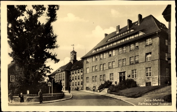 Postcard Zella Mehlis in the Thuringian Forest, town hall and post office