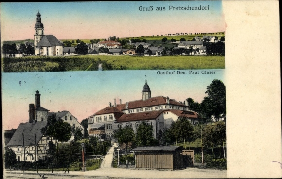 KP Pretzschendorf Klingenberg w Rudawach, panorama, karczma autorstwa Paula Glasera