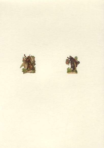 2 small wafers bee with cello, cockchafer with flowers, each approx. 3.5 x 3 cm