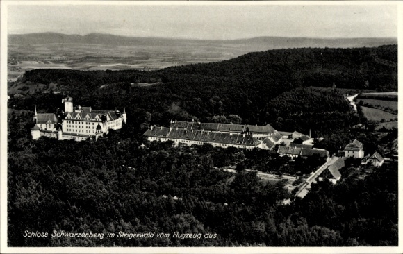 Ak Scheinfeld Mittelfranken, Schloss Schwarzenberg, Fliegeraufnahme