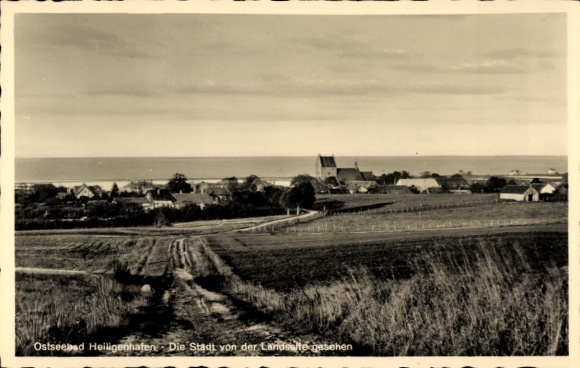 Postcard Ostseebad Heiligenhafen in Holstein, town seen from the land side