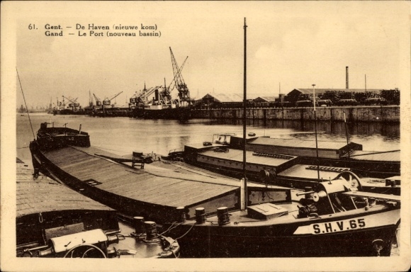 Ak Gand Gent Oost-Vlaanderen, havenzicht, schepen, kranen, SHV65
