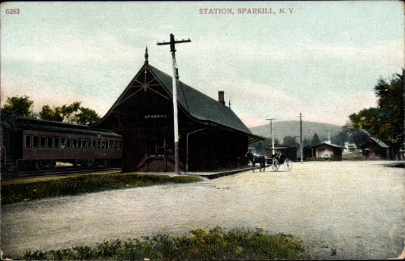 Postcard Sparkill New York USA, RR Station, train station