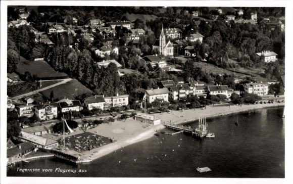 Postcard Tegernsee in Upper Bavaria, aerial photograph