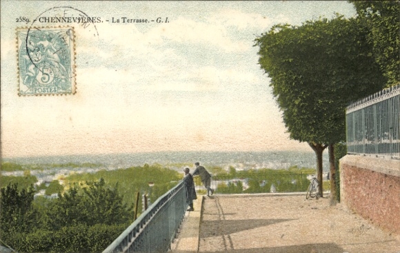 Künstler Ak Chennevières sur Marne Val de Marne, Blick von den Terrassen