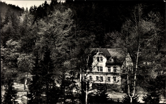 Ansichtkaart Antonsthal Breitenbrunn in het Ertsgebergte, klein boskasteel, zomerresort