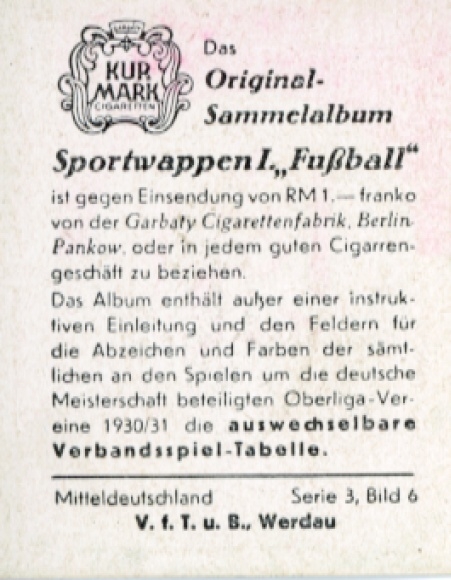 Obraz kolekcjonerski herb sportowy, piłka nożna, Niemcy Środkowe, VfT i B. Werdau, zdjęcie nr 6