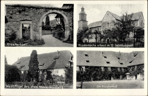KP Lippoldsberg Wahlsburg Weserbergland, klasztor św. Jurgena, brama klasztorna, kościół klasztorny, dziedziniec klasztorny