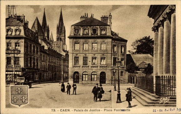 Ak Caen Calvados, Palais de Justice, Place Fontette