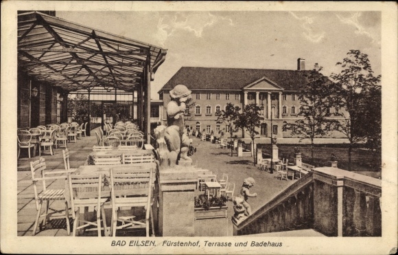 Postcard Bad Eilsen Lower Saxony, Fürstenhof, terrace and bath house