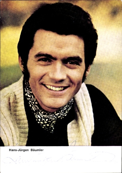 Postcard actor and figure skater Hans-Jürgen Bäumler, portrait, ZDF, autograph