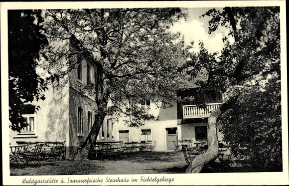 Postcard Thiersheim in the Fichtelgebirge, forest restaurant Steinhaus, H. Reibl