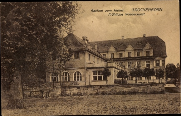 Ak Trockenborn Wolfersdorf Saale Holzland district, Gasthof zum Keller, blije terugkeer