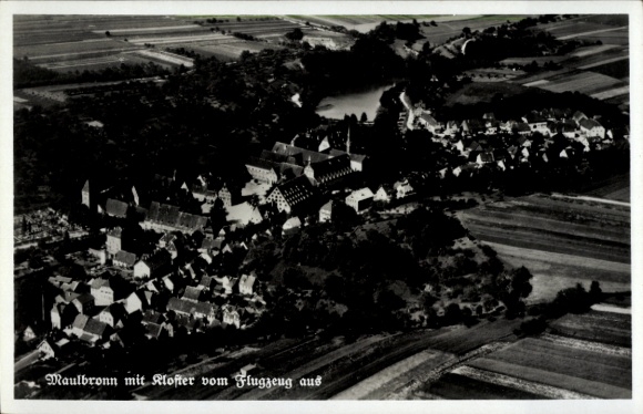 Maulbronn monastery in the Enzkreis district of Baden-Württemberg, aerial photograph