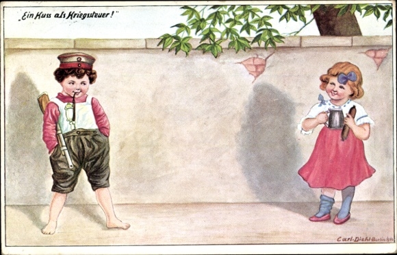 Kunstenaarskaart Diehl, Carl, Een kus als oorlogsbelasting